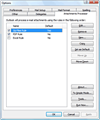 Einstellungen von Attachments Processor in der Optionenseite von Outlook, erweiterter Modus