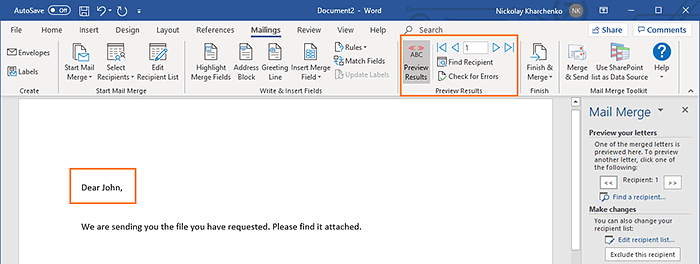 how to do a mail merge in word no mailing tab