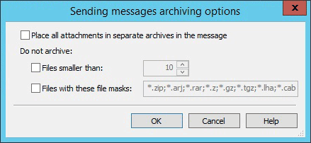 Sending messages archiving options in Outlook
