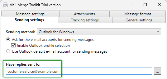 Reply-To Field in Mail Merge Emails